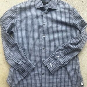 John Varvatos Star USA Slim Fit Dress Shirt –Grey/Blue Windowpane Plaid